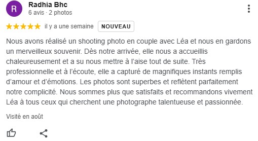L'avis client sur un shooting photo en couple